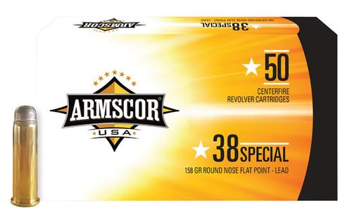 Armscor Pistol Ammunition FAC385N, 38 Special, Lead Round Nose Flat Point, 158 gr, 891 fps, 50 Rd/Bx