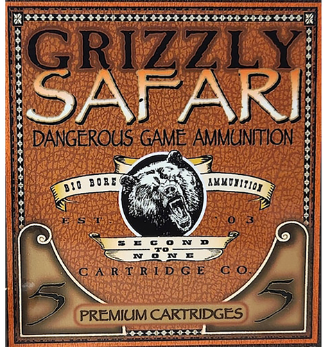 Grizzly Ammunition Safari Rifle Ammunition GC47NE2, 470 Nitro Express, Solid Brass, 500 GR, 2150 fps, 5 Rd/bx