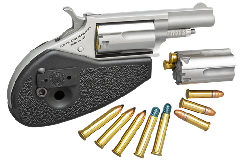 North American Mini-Revolver Combo HGMC, 22 LR / 22 WMR, 1 5/8", Black Holster Grip, Matte Stainless Finish, 5 Rd