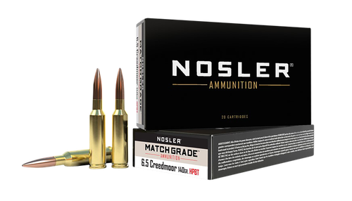 Nosler Rifle Ammunition 43455, 6.5 Creedmoor, Hollow Point (HP), 140 GR, 2550 fps, 20 Rd/Bx