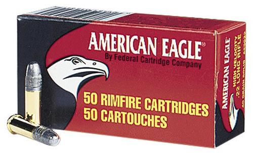 Federal American Eagle Rimfire Ammunition AE5022, 22 Long Rifle, Lead Round Nose (RN), 40 GR, 1240 fps, 50 Rd/bx