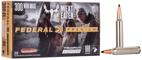 Federal Premium Vital-Shok Rifle Ammunition P300WTC1, 300 Winchester Magnum, Trophy Copper, 180 GR, 2960 fps, 20 Rd/bx