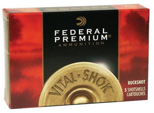 Federal Premium Vital-Shok P2582B, 20 Gauge, 3", 18 Pellets, 1175 fps, #2 Copper Plated Lead Buckshot, 5 Rd/bx