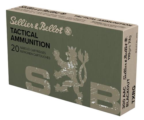 Sellier & Bellot Rifle Ammunition SB300BLKXA, 300 Blackout, TAC-EX-Blue, 110 gr, 2215 fps, 20 Rd/Bx