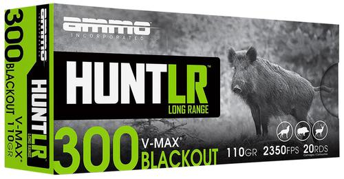 Ammo Inc Signature Rifle Ammunition 300B110VMXA20, 300 Blackout, Hornady V-Max, 110 gr, 2400 fps, 20 Rd/Bx