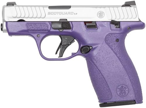 Smith & Wesson M&P Bodyguard 2.0 380 Pistol 14435, 380 ACP, 2.75", Purple Poly. Grips, Satin Stainless Slide, 12 Rds