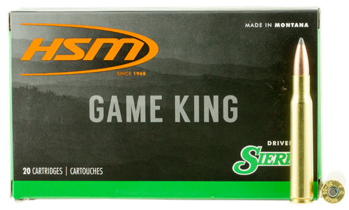HSM Game King Rifle Ammunition 300WINMAG14N, 300 Win Mag, Spitzer Boat Tail, 200 GR, 2850 fps, 20 Rd/Bx