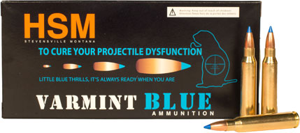 HSM Varmint Blue Rifle Ammunition 22354N, 223 Remington, Sierra Blitzking, 54 GR, 20 Rd/Bx