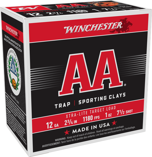 Winchester AA Target Extra Light AAL1275, 12 Gauge, 2-3/4", 1 oz, 1180 fps, #7.5 Lead Shot, 25 Rds/Bx