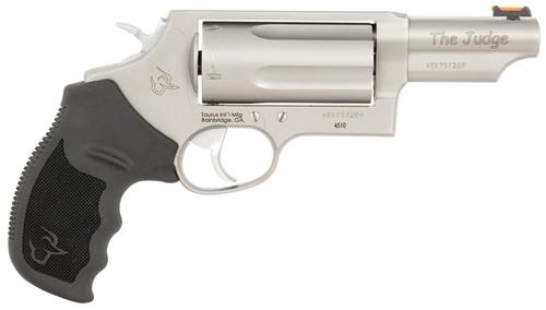 Taurus Judge T.O.R.O. Revolver 24410P39T, 45 Colt/410 Gauge, 3", Black Rubber Grips, Stainless Steel Finish, 5rd