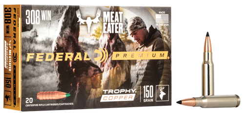 Federal Vital-Shok Rifle Ammunition P308TC3, 308 Winchester (7.62 NATO), Trophy Copper, 150 GR, 2820 fps, 20 Rd/bx