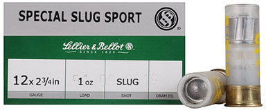 Sellier & Bellot 12 Ga 2-3/4" 1 OZ. Slug V051962U, 12 Gauge, 2-3/4", 1 oz, #Slug Lead Shot, 25 Rd/bx