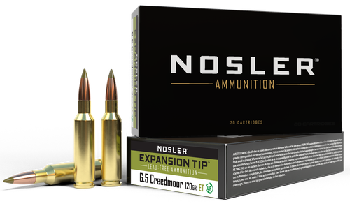 Nosler E-Tip Rifle Ammunition 40398, 6.5 Creedmoor, E-Tip Lead-Free, 120 gr, 2850 fps, 20 Rd/Bx