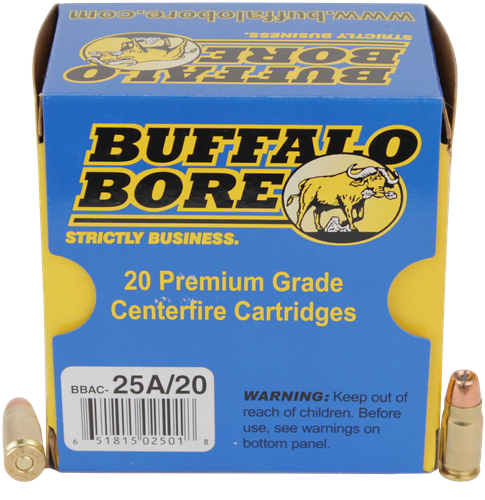 Buffalo Bore Handgun Ammunition 25A/20, 357 Sig, Jacketed Hollow Point (JHP), 125 GR, 1425 fps, 20 Rd/Bx