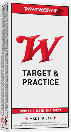 Winchester USA Pistol Ammunition USA10MM, 10mm, FMJ, 180 GR, 1080 fps, 50 Rd/bx