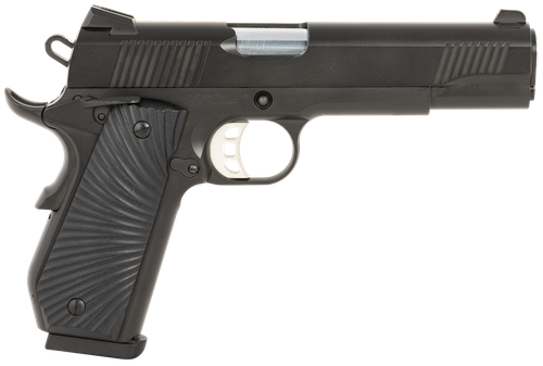 Tisas 1911 Duty Stingray Pistol 10100502, 45 ACP, 5in, Black Cerakote Steel Frame w/Beavertail Black Sunburst G10 Grips, Black Cerakote Finish, 8 Rds