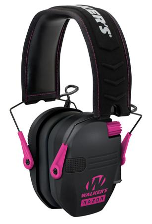 Walkers Game Ear Razor Slim Shooter Folding Earmuff, Black & Pink (GWPRSEMPNK)
