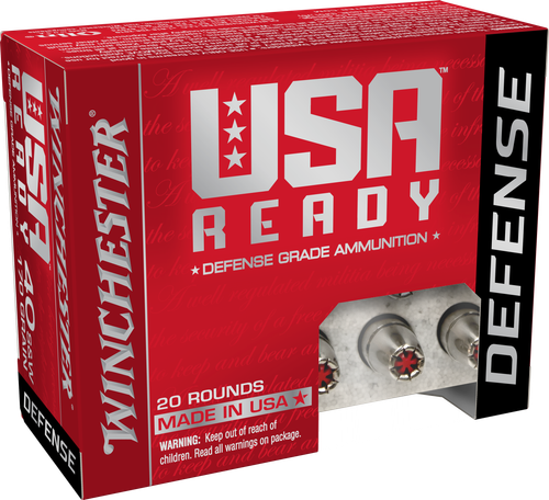 Winchester USA Ready Pistol Ammunition RED40HP, 40 S&W, Hex Vent Hollow Point, 170 gr, 1170 fps, 20 Rd/Bx