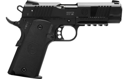 Hammerli Forge H1 1911, 5170502, 22 LR, 4.25", Threaded Barrel, Black Cerakote, 12 Rds