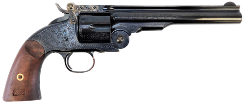 Taylors Schofield Top Break Revolver 550644, 45 Colt, 7", Walnut Grips, Blued Engraved Finish, 6 Rds