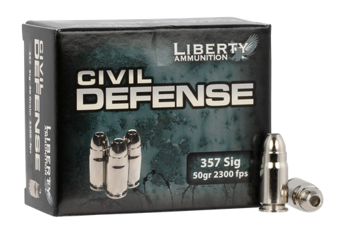 Liberty Civil Defense Pistol Ammunition LACD357SIG053, 357 Sig, Hollow Point, 50 gr, 2300 fps, 20 Rd/Bx