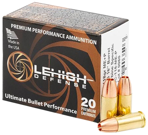 LeHigh Defense Max Expansion Pistol Ammunition LA9C118MEP, 9mm, 118 gr, 1240 fps, 20 Rd/Bx