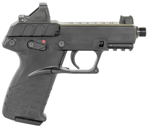 Kel-Tec P17 Pistol P17GRNBLKOPTIC, 22 LR, 3.80", Textured Grips, Black Finish, w/Viridian RFX-11 Green Dot, 16 Rds