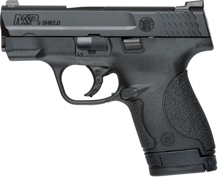 Smith & Wesson Shield Pistol 10086, 9mm, 3.1 in, Textured Polymer Grip, Black Finish, 3 Magazines, Night Sights