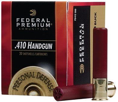 Federal Premium Personal Defense Handgun Ammunition PD413JGE000, 410, 3 in, 5 pellets, 775 fps, #000 Buckshot, 20 Rd/bx