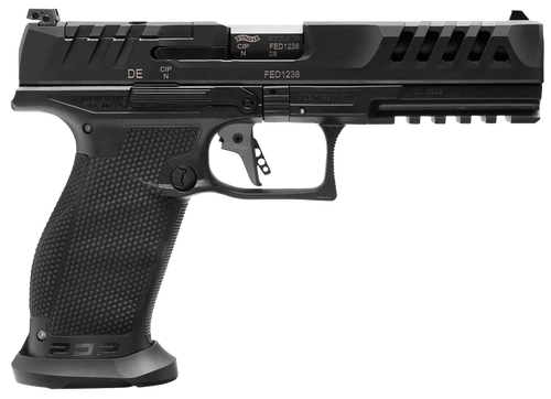 Walther PDP Match Optic Ready Pistol 2880083, 9mm Luger, 5in, Textured Wraparound, Black Finish, 10 Rds