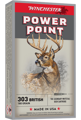 Winchester Super-X Rifle Ammunition X303B1, 303 British, Power-Point, 180 GR, 2460 fps, 20 Rd/bx