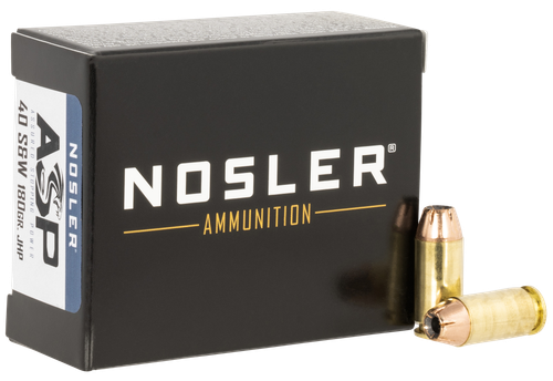 Nosler Match Grade Handgun Ammunition 51279, 40 S&W, JHP, 180 GR, 20 Rd/Bx