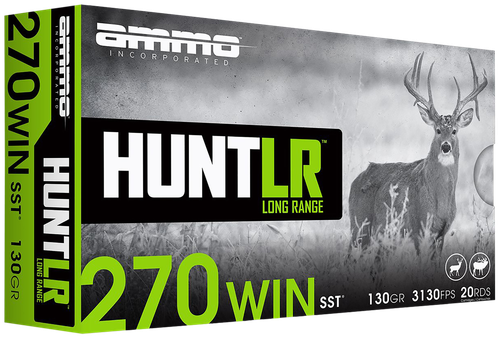 Ammo Inc Hunt Rifle Ammunition 270W130SSTA20D, 270 Win, Super Shock Tip, 130 gr, 3200 fps, 3130 fps, 20 Rd/Bx