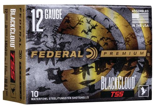 Federal Black Cloud TSS Shotshells PWBTSSX1427B, 12 Gauge, 3", #7/BB Steel Shot, 10 Rds/bx