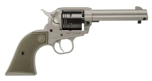 Ruger Wrangler Revolver 2070, 22 LR, 4 5/8", OD Green Synthetic Grips, Silver Cerakote Finish, 6 rd