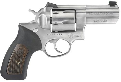 Ruger GP100 Wiley Clapp Revolver 1780, 10mm, 3", Novak Sight, Rubber w/Wood Insert Grip, Stainless Finish, 6rd