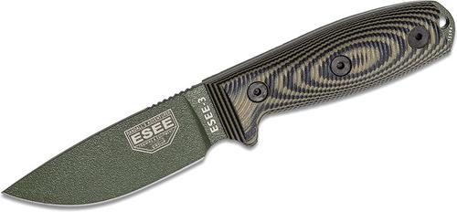 ESEE Knives ESEE-3 Fixed Blade Knife w/OD Green Drop Point Blade, OD Green/Black 3D G10 Handle (3PMOD-003)