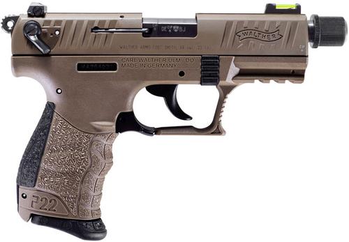 Walther P22 QD Rimfire Pistol 5120753, 22 LR, 3.42 in, FDE Polymer Grip, FDE Finish, 10 Rd