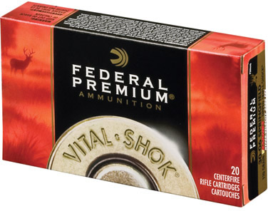 Federal Premium Vital-Shok Rifle Ammunition P3006Q, 30-06 Springfield, Nosler Ballistic Tip, 165 GR, 2800 fps, 20 Rd/bx