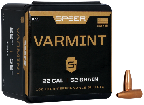 Speer 22 Caliber 52 Grain Hollow Point 100/Box (1035), Not Loaded