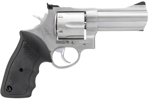 Taurus 44 Large Frame Revolver 2440049, 44 Remington Mag, 4" Ported, Soft Rubber Grip, Matte Stainless Finish, 6 Rd, Adj Sights