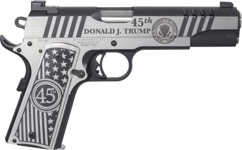 Auto-Ordnance 1911 Trump One Pistol 1911TCAC14, 45 ACP, 5 in, Engraved Aluminum Grip, Engraved Finish, 7 Rd