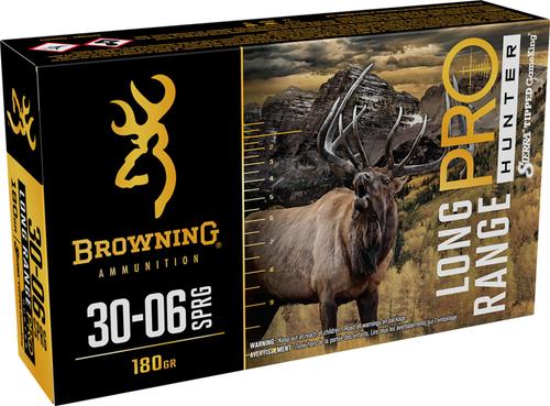 Browning Long Range Pro Rifle Ammunition B192530062, 30-06 Springfield, GameKing, 180 gr, 2745 fps, 20 Rd/Bx