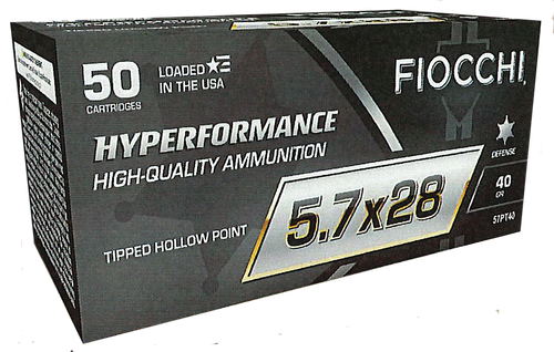 Fiocchi Hyperformance Pistol Ammunition 57PT40, 5.7x28mm, Tipped Hollow Point (THP), 40 GR, 50 Rds