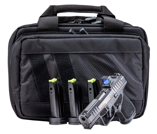 Rost Martin RM1S Pistol Bundle RM1SBLKOSPSPL, 9mm, 3.6", Textured Black Grip, w/Viridian RDS & Range Bag, 15 Rds