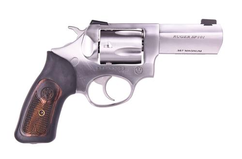 Ruger SP101 Revolver 15710, 357 Mag/38 Special, 3", Black Rubber w/Wood Inserts Grips, Satin Stainless Finish, 5 Rds