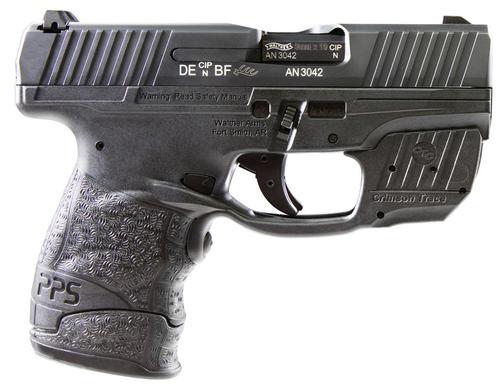 Walther PPS M2 Pistol 2805963, 9mm Luger, 3.18", Black Polymer/Crimson Trace Laser Grips, Black Finish, 7 Rd