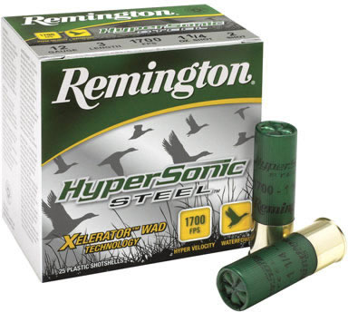 Remington HyperSonic Steel Shotshells HSS124, 12 Gauge, 3 in, 1-1/8 oz, 1700 fps, #4 Steel Shotshells Shot, 25 Rds/Bx