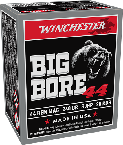 Winchester Big Bore Rifle Ammunition X44MBB, 44 Rem Mag, Semi JHP, 240 gr, 1485 fps, 20 Rd/Bx