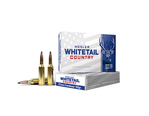 Nosler Whitetail Country Rifle Ammunition 40105, 6.5 Creedmoor, Spitzer Boat Tail, 140 gr, 20 Rd/Bx